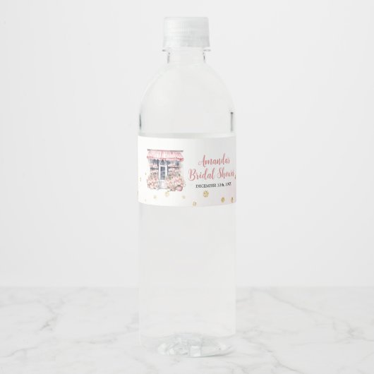 赤面ピンク彼女は市場のブライダルシャワー ペットボトルラベル (正面)