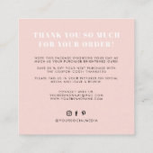 赤面ピンク得お素晴らし好み感謝していの スクエア名刺 (裏面)