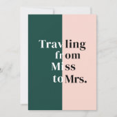 赤面ピンク恋しく思グ・グリーンへブライダルシャワー写真 招待状 (正面)