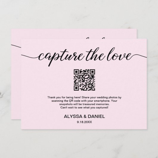 赤面ピンク愛のQRコードの写真結婚をキャプチャ エンクロージャーカード