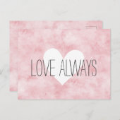 赤面ピンク愛白のハート ポストカード (正面/裏面)