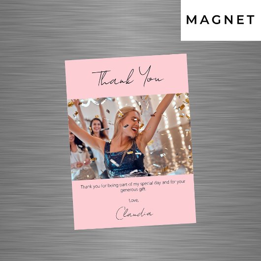 赤面ピンク感謝してい写真youマグネットカード