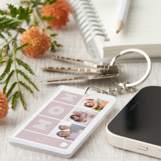 赤面ピンク我々愛するママの写真 キーホルダー (正面右)