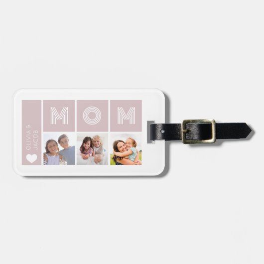 赤面ピンク我々愛するママの写真 ラゲッジタグ (正面横)
