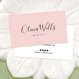 赤面ピンク手書きスクリプトソーシャルメディアのアイコン 名刺
