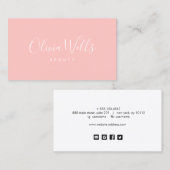 赤面ピンク手書きスクリプトソーシャルメディアのアイコン 名刺 (正面/裏面)