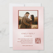 赤面ピンク抽象芸術フラワーフォト結婚ズ 招待状 (裏面)