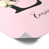 赤面ピンク文字'E'子供部屋名ウォールアート ポスター (角)