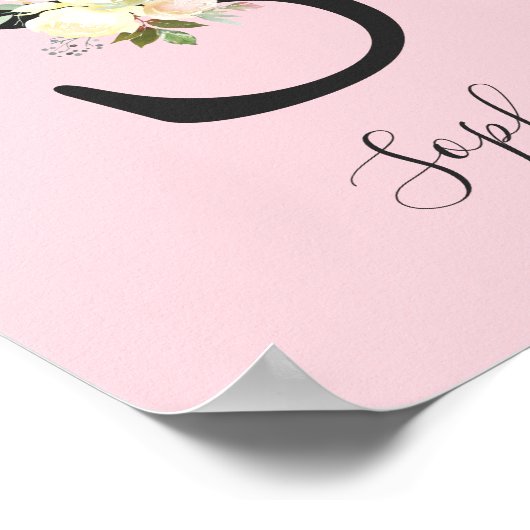 赤面ピンク文字'S'子供部屋名ウォールアート ポスター (角)