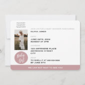 赤面ピンク旅行パスポートガールベビーシャワー 招待状 (裏面)