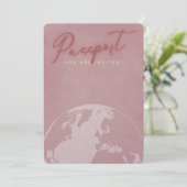 赤面ピンク旅行パスポートブライダルシャワー 招待状 (スタンド正面)