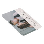 赤面ピンク日付の結婚写真を保存 マグネット (右側)