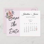 赤面ピンク日付写真カレンダーはがきを保存 ポストカード (正面/裏面)