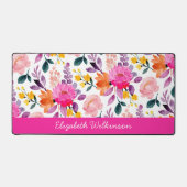 赤面ピンク明るい赤紫色水彩花名 デスクマット (正面)