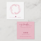 赤面ピンク星水彩スタッドイヤリングディスプレイ スクエア名刺 (正面/裏面)