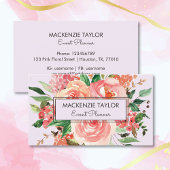 赤面ピンク春フラワーフローラブーケ 名刺