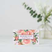 赤面ピンク春フラワーフローラブーケ 名刺 (スタンド正面)