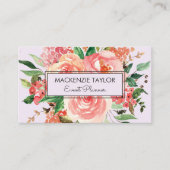 赤面ピンク春フラワーフローラブーケ 名刺 (正面)