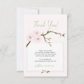 赤面ピンク春フローラ女の子のシャワー サンキューカード (正面)