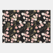 赤面ピンク春夏の庭のパターン ラッピングペーパーシート (正面2)