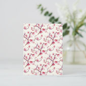 赤面ピンク春素朴ボヘミアンフローラ シーズンポストカード (スタンド正面)