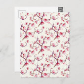 赤面ピンク春素朴ボヘミアンフローラ シーズンポストカード (正面/裏面)