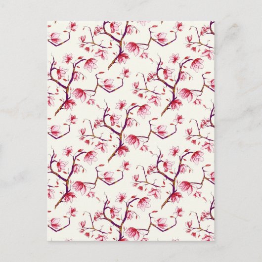 赤面ピンク春素朴ボヘミアンフローラ シーズンポストカード (正面)