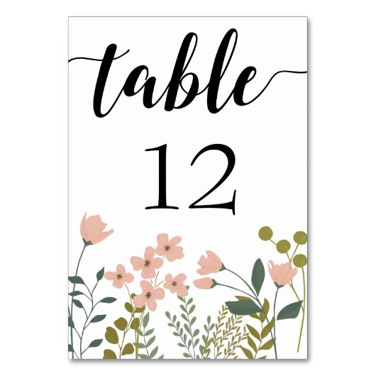 赤面ピンク春結婚フローラ テーブルナンバー (正面)