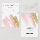 赤面ピンク書道イヤリングネックレスディスプレイ 名刺 (正面/裏面)