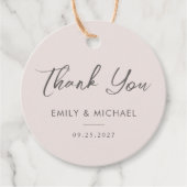 赤面ピンク書道エレガントな結婚式ありがとう フェイバータグ (正面)