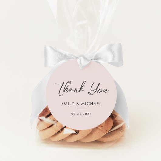 赤面ピンク書道エレガントな結婚式ありがとう フェイバータグ