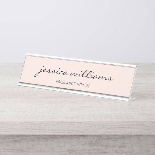 赤面ピンク書道ガーリーデスク名プレート デスクネームプレート (正面)