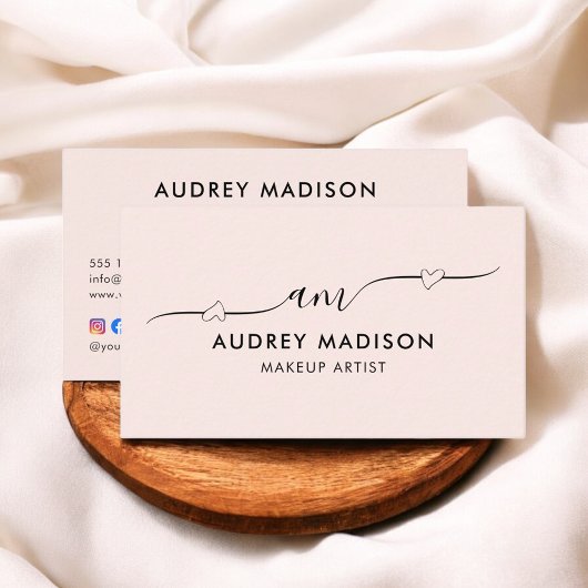 赤面ピンク書道ガーリーハートQRコード 名刺