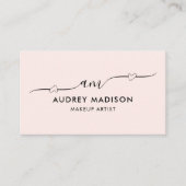 赤面ピンク書道ガーリーハートQRコード 名刺 (正面)