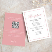 赤面ピンク書道スクリプト披露宴RSVP エンクロージャーカード