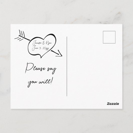 赤面ピンク書道花嫁付添人の提案ポスト ポストカード (裏面)