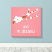 赤面ピンク桜さくらんぼブロッサム日本の キャンバスプリント (インサイチュ (ウッドフロア))