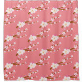 赤面ピンク桜さくらんぼブロッサム日本の シャワーカーテン (正面)