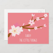 赤面ピンク桜さくらんぼブロッサム日本の ポストカード (正面/裏面)