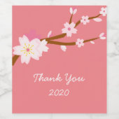 赤面ピンク桜さくらんぼブロッサム日本の ワインラベル (シングルラベル)