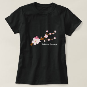赤面ピンク桜さくらんぼブロッサム日本の Tシャツ