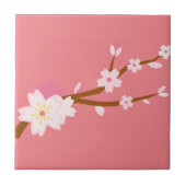 赤面ピンク桜さくらんぼ日本の花 タイル (正面)