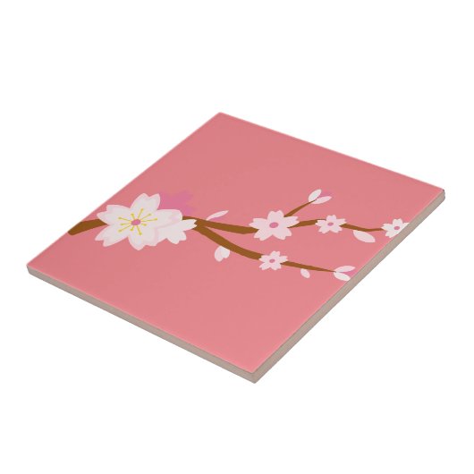 赤面ピンク桜さくらんぼ日本の花 タイル (側面)