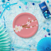 赤面ピンク桜さくらんぼ日本の花 ペーパープレート (パーティー)