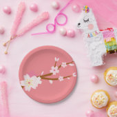 赤面ピンク桜さくらんぼ日本の花 ペーパープレート (パーティー)