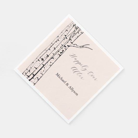 赤面ピンク樺の木結婚の木 スタンダードランチョンナプキン (角)