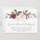 赤面ピンク水彩の花ジェンダーリビールパーティー 招待状 (正面)
