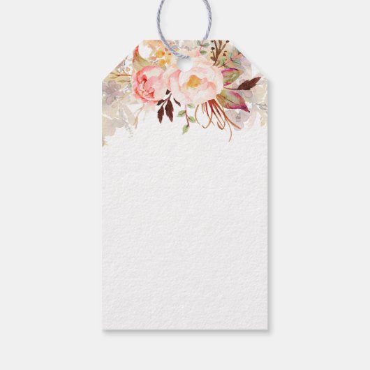 赤面ピンク水彩エレガント花 ギフトタグ (裏面)