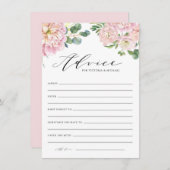 赤面ピンク水彩バラズ結婚アドバイスカード エンクロージャーカード (正面/裏面)