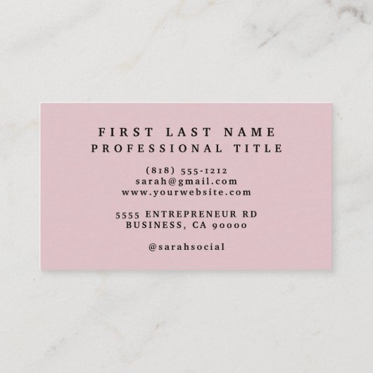 赤面ピンク水彩バラ名刺 名刺 (裏面)